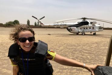 Celine Rehring (Germany) is a former UN Volunteer Judicial Affairs Officer with MINUSCA. She then moved on to a position as Judicial Affairs Officer with MINUSMA, where this photo was taken in 2019. 