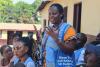 Elodia Chetou, national UN Volunteer with the World Food Programme, participating in an event held at an orphanage in Bertoua.