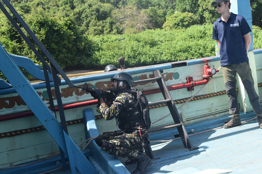 VBSS courses provide the opportunity for maritime law enforcers to engage in boarding procedures and vessel search operations to enhance the capacity to tackle piracy and maritime crime in the Indian Ocean.