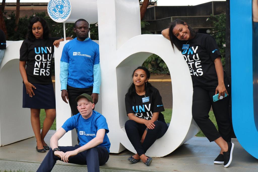 Gift Govere (seated front) with fellow UN Volunteers during capacity-building training in Nairobi, Kenya