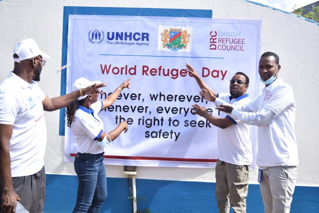 Jestina Simba (second from left) with colleagues during World Refugee day 2022