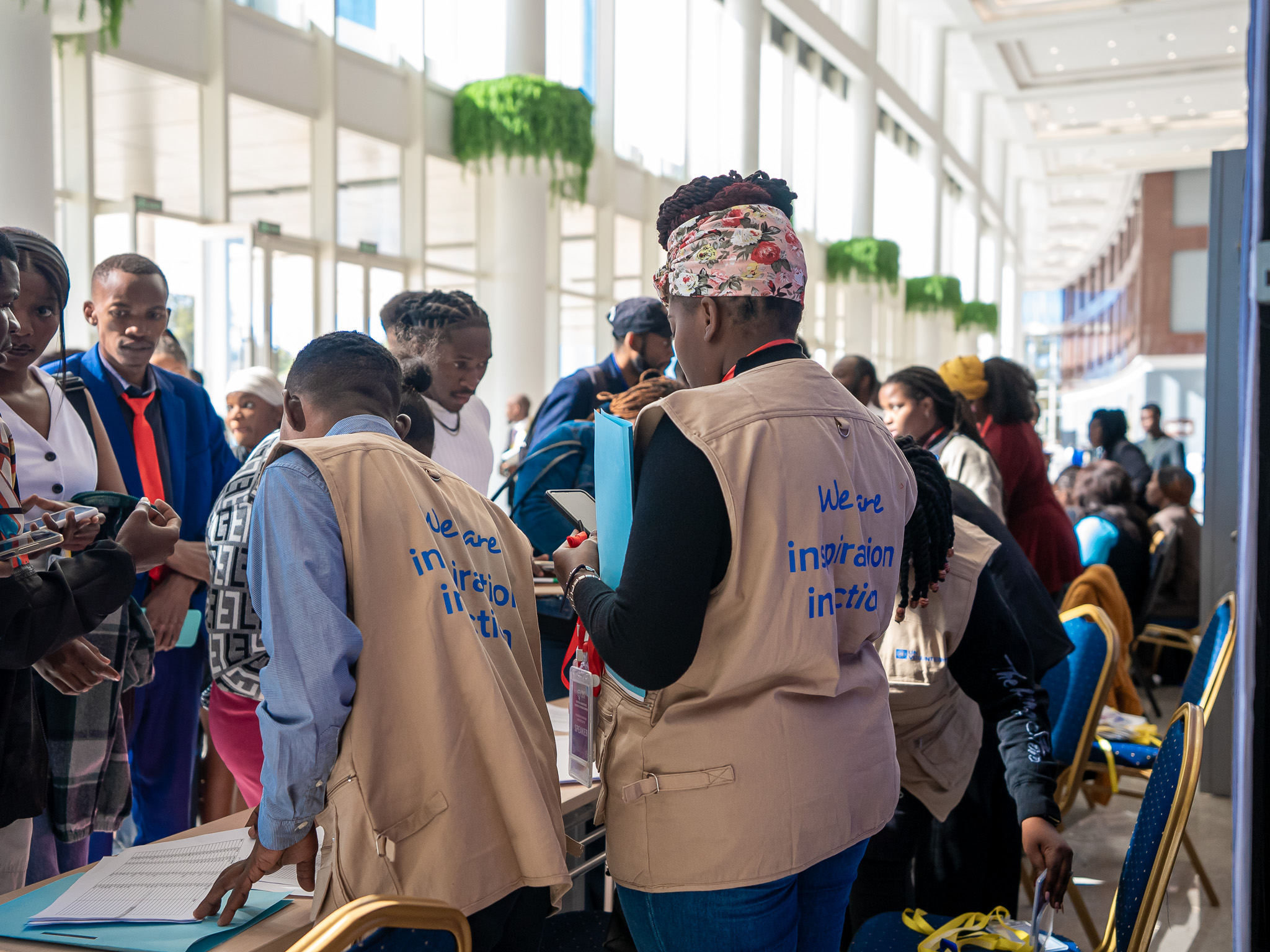 UN Volunteers who joined Zambia's Creative Business Summit to collaborate with Online Volunteers to support the event management and logistics