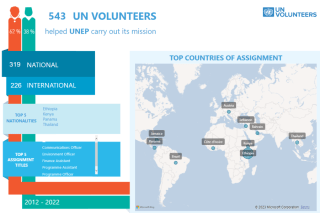 UN Volunteers serving with UNEP