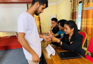 Youth from universities and colleges in Nepal participate in mock election organized by UNDP, UNV Nepal and the Government of Nepal as part of educational demonstration of civic engagement for youth.