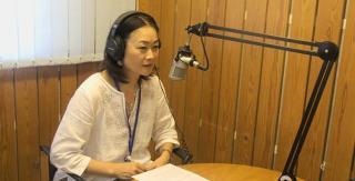 Ms Kyoko Yokosuka, UNV Deputy Executive Coordinator, during her interview with Radio Miraya in South Sudan.