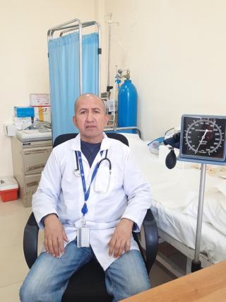 Dr. Shanti Bahadur Thapa poses at the clinic.