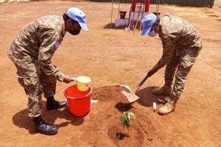 ree planting activity by MINUSCA peacekeepers during the first annual Environment Award held on December 28, 2021.