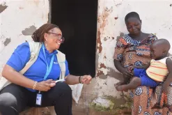 Mawouli Aimée Van-Lare, UN Volunteer Community Health Specialist conducts a follow-up health visit in the village of Youak in the Savanes Region of Togo.