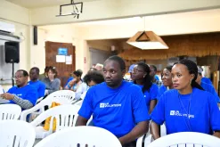 Hilary Wahanda (front left) during a past event for UN Volunteers serving in Somalia.