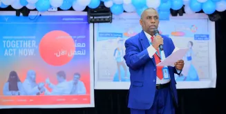 Abdullah Al Duraibi, UNV Country Coordinator Yemen speaks at the International Volunteer Day in Sana’a.