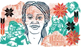 Anja Ingabire giving the most vulnerable a voice by listening and building trust, an illustration by Bureau Verstak.