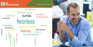 Takeaways of UN Youth Volunteers participating in the virtual workshop, and Niels Lohmann (right), Team Lead, Capacity Development.