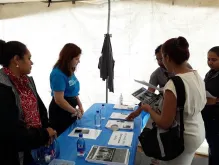 Evgeniya Kleshcheva, UN Volunteer with the UNDP Pacific Office in Fiji, at a career fair.