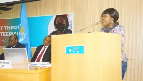 Marianne Tabi, international UN Volunteer Communication and Media Specialist at WHO in Congo during the Blue Room Talk.