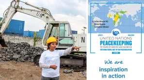 Hanan Ahmed, UN Volunteer supervising work progress of the terminal of the airport of Goma (North Kivu), in the Democratic Republic of the Congo. (UNV, 2016)