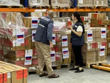 Reema Alshurafa (right) national UN Youth Volunteer Procurement Assistant with WHO in the State of Palestine. She supports the Supplies and Logistics Unit in managing medical supplies and developing proper tracking system for the warehouse.
