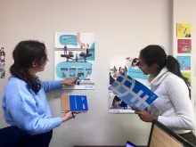 UN Volunteers, Kawtar Abendag (right) and Ariane Massy (left) serve with UN Women in Morocco and enhance Gender Responsive Planning and Budgeting.