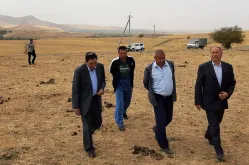 Alatau-Balkhash Kistaubayev (first from right), UN Expert Volunteer with UNDP Kazakhstan, with project consultants on their field trip to pilot territory of Turkestan, Kazakhstan.