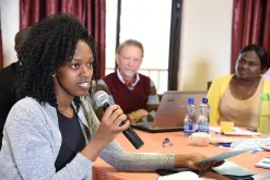 Primrose Kibirigi, national UN Volunteer with UN Women in Uganda, makes a pitch for better advocacy for volunteerism for peace and development during the UNV East and Southern Africa capacity development training in Nakuru, Kenya.