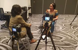 Faith Bwibo, national UN Volunteer with the UN Women Regional Office in Kenya, during an interview with HRH Queen Mother Best Kimigisa of the Tooro Kingdom of Uganda in Nairobi.