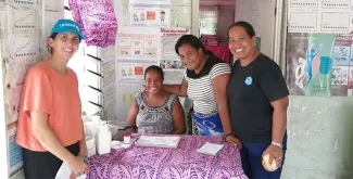 UN Volunteer Ella Ballerini during a monitoring and evaluation visit of PHC facilities in Kiribati.