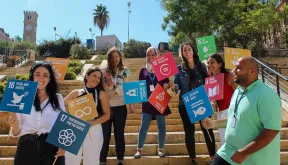 UN Volunteers in Lebanon celebrating the contribution of volunteers to the Sustainable Development Goals on International Youth Day.