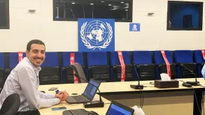 UN Volunteer Zein Ayoub during a regional webinar on the Right of Youth to Participate in Public Affairs.