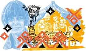 Liliia Huzeieva helping refugees integrate and transition to a new normal, an illustration by Bureau Verstak.