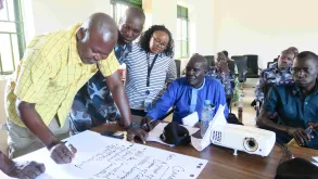 Matiisetso Jeannet Mosala in Magwi County supporting her Rule of Law colleagues in a training workshop