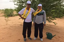 El Moctar Mohamed Yahya (right) is a national UN Volunteer Resource Mobilization Expert. He is seen with the representative of the town of Mederdra, during a tree-planting initiative to combat desertification in Mauritania.