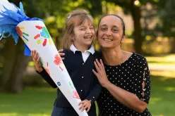 Miroslava Vavrecanova with her five-year-old daughter, Sophia, who started school during 2020.