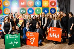 Tereza Sacha celebrating the 74th anniversary of the UN with her colleagues at UNDP Moldova.