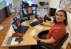 Clémence Gallopin, UN Youth Volunteer with UNFPA, presenting training on the Bystander to Action Approach.