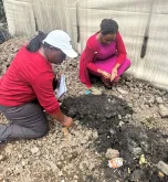 Wanjiku Eva Muthoni (right) and Kebbeh W. Baysah (left) UN Volunteer Environmental Officers with MONUSCO conduct environmental inspection in the Democratic Republic of the Congo.