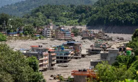 Settlements in the Nuwakot district in central-northern Nepal after the flash floods.