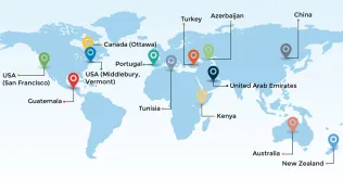 This map shows the locations of the 13 Online Volunteers who contributed to this project