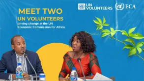 Abiot Tadesse (left) and Adebukola Bolaji (right) are UN Volunteers serving with the United Nations Economic Commission for Africa (UNECA).