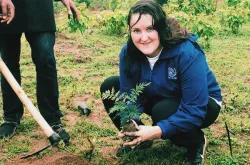 Louise Bergman (Sweden), UN Volunteer Project Support Officer with IOM Rwanda, on the UN Day of Tree Planting.