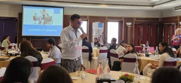 Sushil Adhikari, UN Volunteer Disability Inclusion and Engagement Officer conducts UNICEF’s Youth Advocacy Guide in Kathmandu.