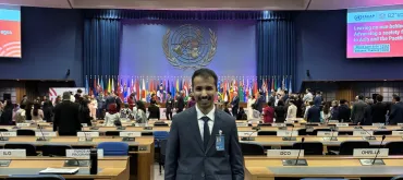 UN Volunteer Mutlaq Alsubaie at the 82nd Commission Session of ESCAP in Bangkok, Thailand. His assignment is funded by Saudi Arabia.