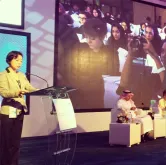 UNV Chief of Partnerships &amp; Communications Kazumi Ikeda-Larhed presenting UNV Executive Coordinator’s IVD 2013 statement at the International Youth Conference on Volunteering and Dialogue in Jeddah, Saudi Arabia.