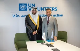 Ahmed bin Ali Al-Suwailem, NCNP Chief Executive Officer, was welcomed by Toily Kurbanov, UNV Executive Coordinator, to the UNV HQ on 1 September, where they signed a Memorandum of Understanding.