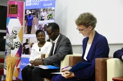 UNV Regional Manager for West and Central Africa, Afke Bootsman (right), and Mouhamed Moustapha Dieye signing an agreement to deploy UN University Volunteers in Dakar, Senegal.