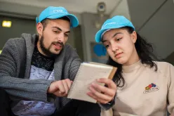 Roma UN Community Volunteers Milena Reljic and David Georgiev at an event of the Local Initiative for Improved Social Inclusion of Young Roma events in Serbia.
