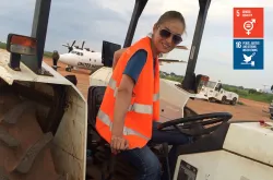 UN Volunteer Air Operations Assistant Ia Sakaadze serves with UNMISS in South Sudan, controlling safe ground operations on the airfield.