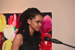 Talia Meeuwissen, UN Volunteer WASH Officer with UNICEF Kenya, at the launch of Kenyan Sanitation Alliance, speaking about the importance of sanitation and hygiene on the health of every woman and child in Kenya.