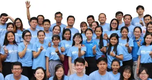 UN Volunteers and youth volunteers engaged in a pilot innovative approach to develop youth skills through volunteering, as part of a partnership between UNV and Cambodia, funded by IBSA.