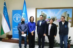 UNV Deputy Executive Coordinator, Ms Kyoko Yokosuka (second from left), with Rimma Sabayeva (second from right), Regional Manager for Europe and the CIS, during the mission to Uzbekistan.