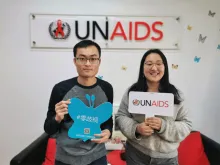 UN Volunteers Tian Liang (left) and Zhai Xinyi (right), serving with UNAIDS, are passionate about advocating for a world free of discrimination and stigma.