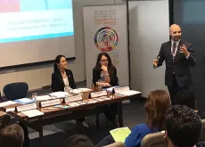 At the ECLAC side event, Adolfo Ayuso Audry from the Presidency of Mexico presents on volunteerism in his country. Also on the panel: Boram Kim (left) from UNV HQ, who presented on positioning volunteerism in the VNRs, and Laura Sanchez Gil (centre) from TECHO.